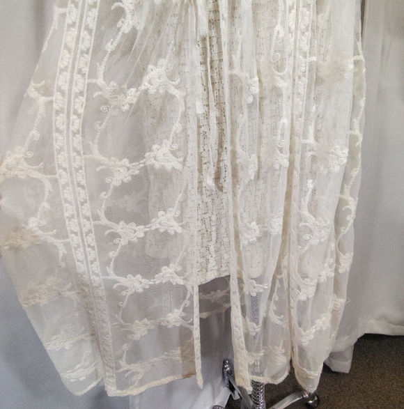 2 Pc:Banana Republic Lace Dress+Cardigan CoverUp, Ivory, Midi, 1/2 Sleeve, M/L - Picture 8 of 16